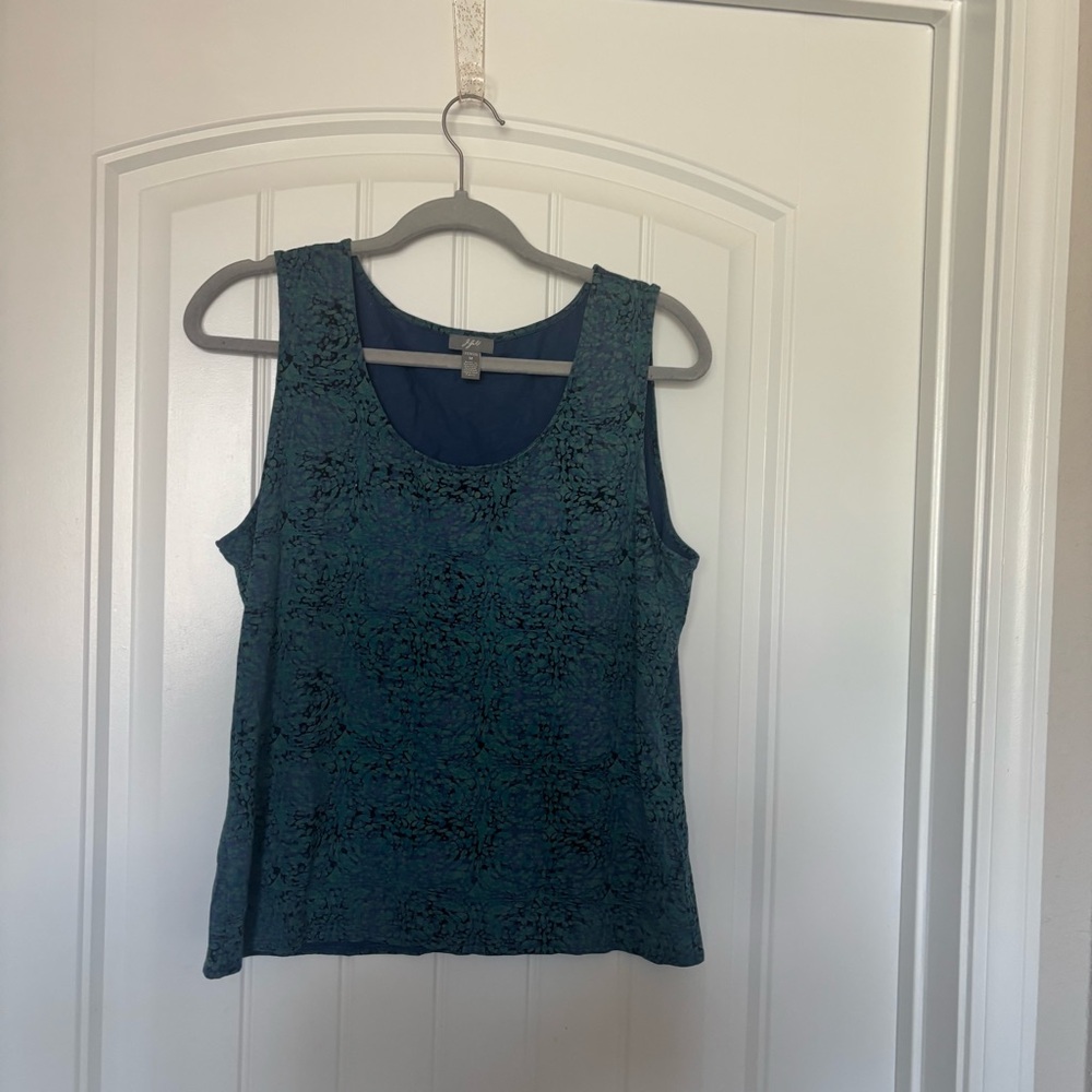 J. Jill Teal and Navy Patterned Blouse